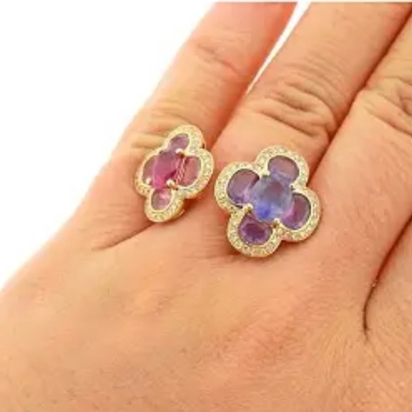 Isabelle Langlois 18kt Gold, Pink Tourmaline, Amethyst & Diamond Ring - Picture 4 of 8